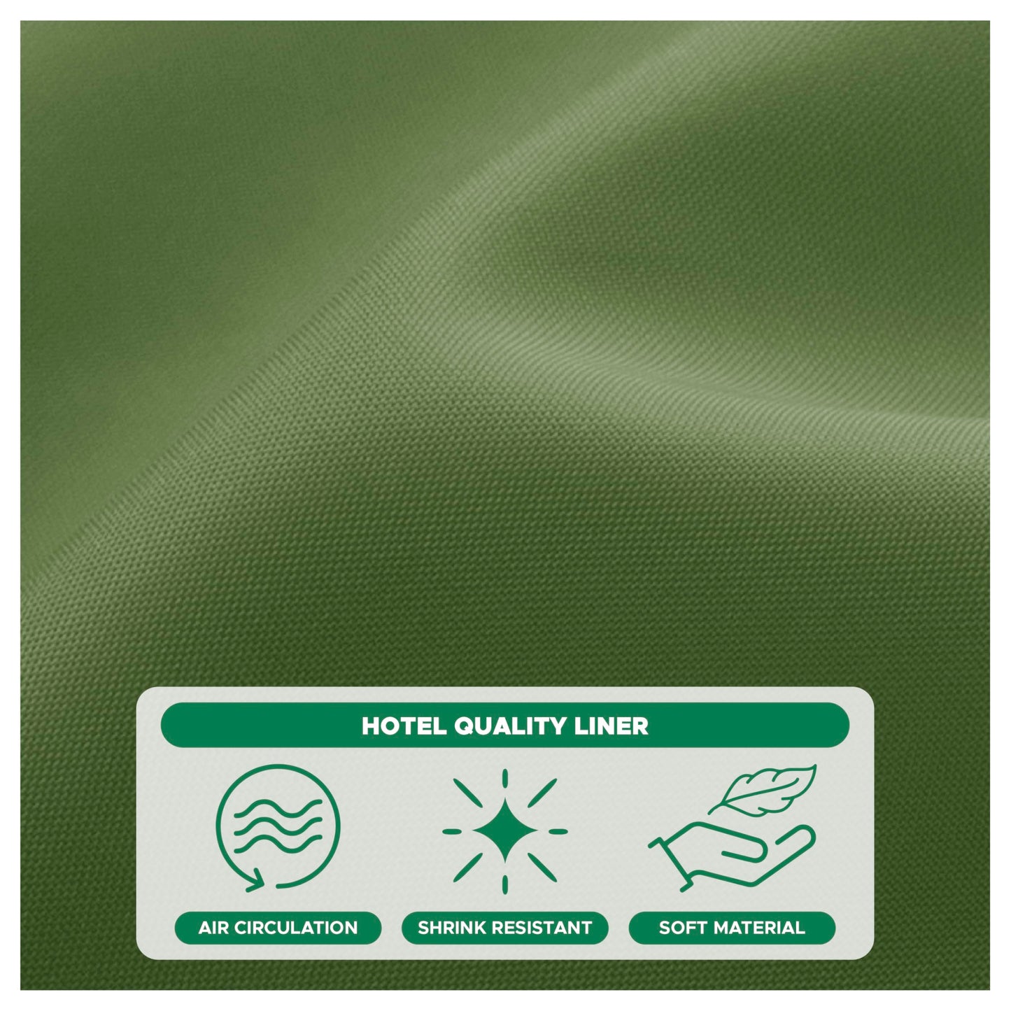 Biscaynebay Hotel Quality Fabric Shower Curtain Liners 72 Inch by 72 Inch, Sage Water Resistant Bathroom Curtains Rust Resistant Grommets & Weighted Bottom Hem Machine Washable