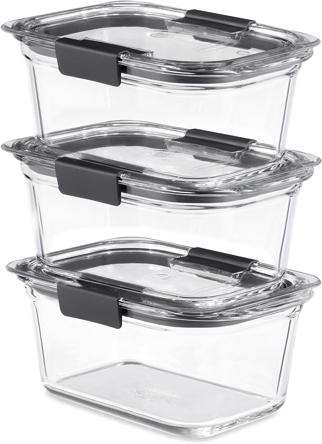 Rubbermaid Brilliance Glass Storage Containers - 4.7-Cup Set of 3 with Lids - Clear