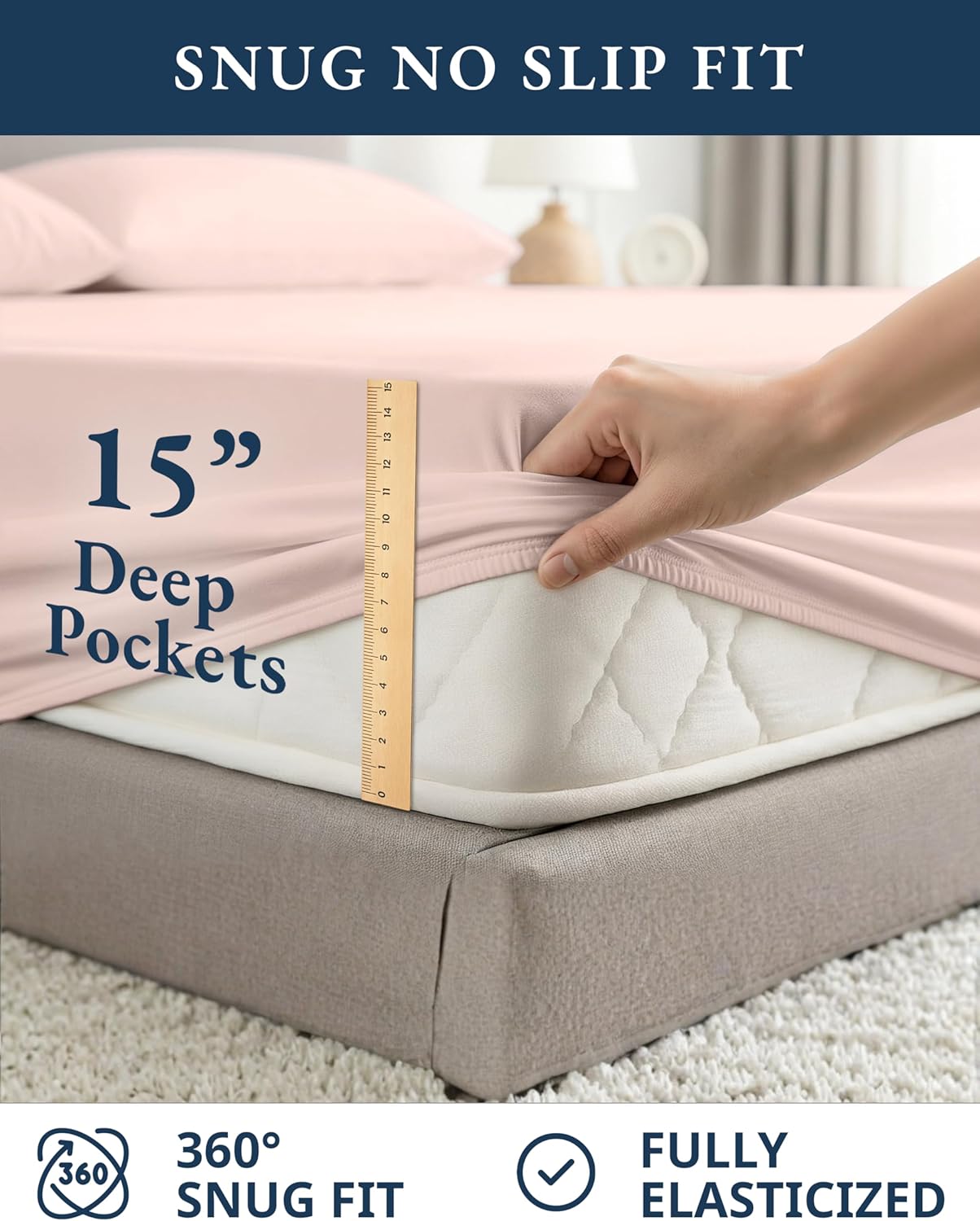 LANE LINEN 100% Organic Cotton King Size Sheets Set - Soft, Comfy, Machine Washable, Eco-Friendly in Sepia Rose