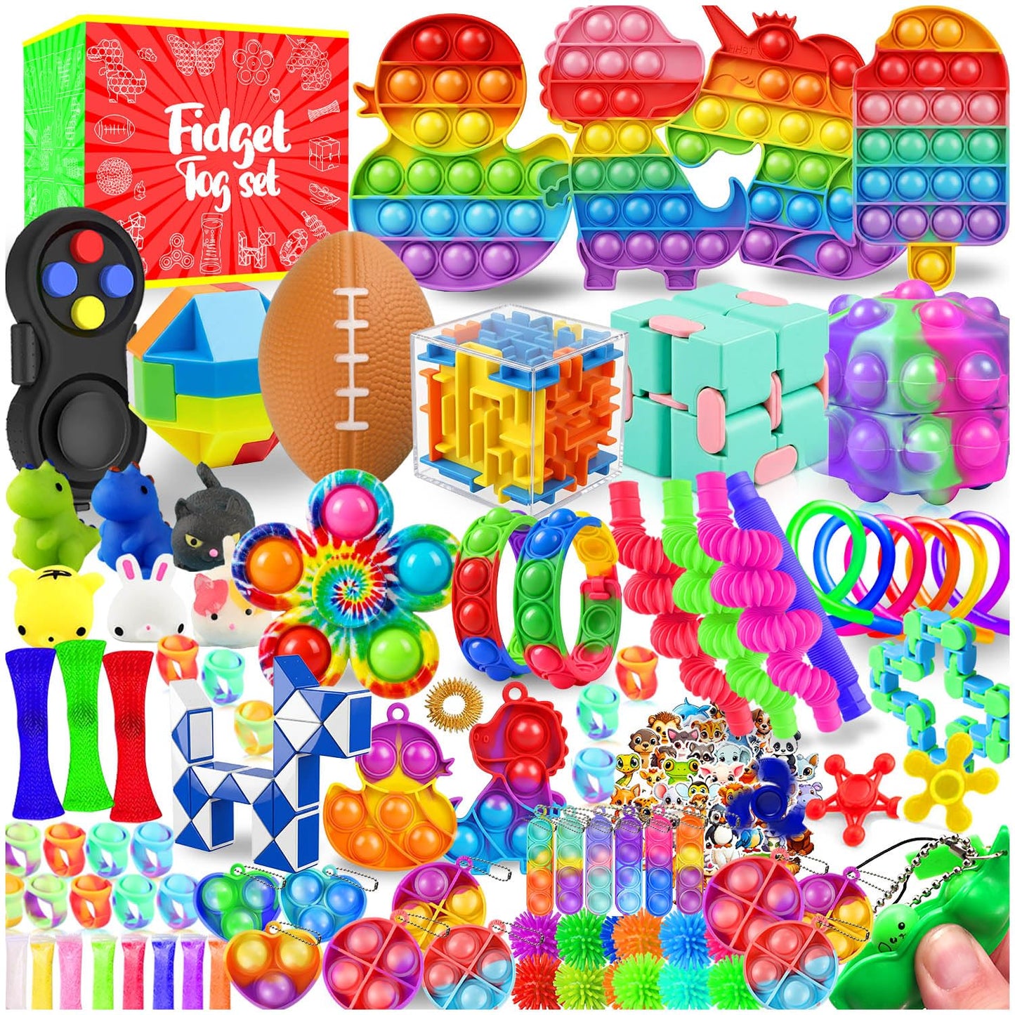 Fidget Toys, 160 Pack Party Favors for Kids 8-12 4-8, Sensory Toys Bulk Autism Autistic, Treasure Box Toys for Classroom, Stocking Stuffers, Goodie Bag Stuffers, Christmas Birthday Gifts Prizes