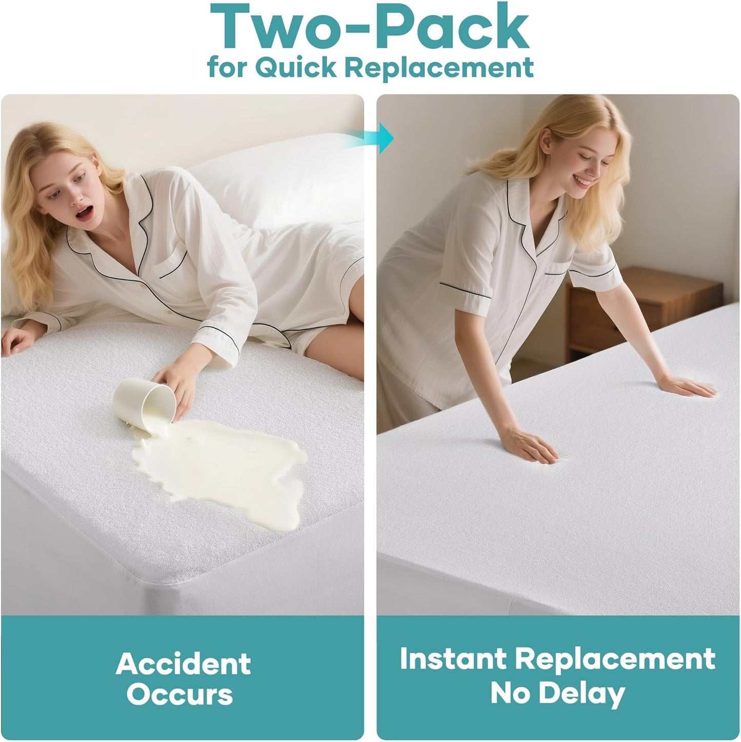 OhGeni Waterproof Mattress Protector - Twin Size Fitted Sheet with Deep Pocket | Hypoallergenic & Washable