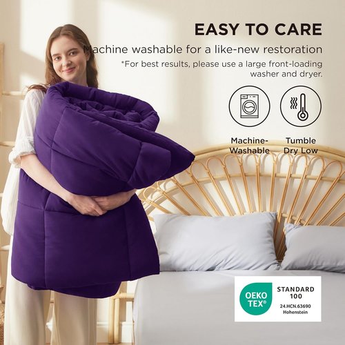 Bedsure Comforter Duvet Insert - All-Season Quilted Down Alternative Bedding, Purple, Full 86 x 82 Inches