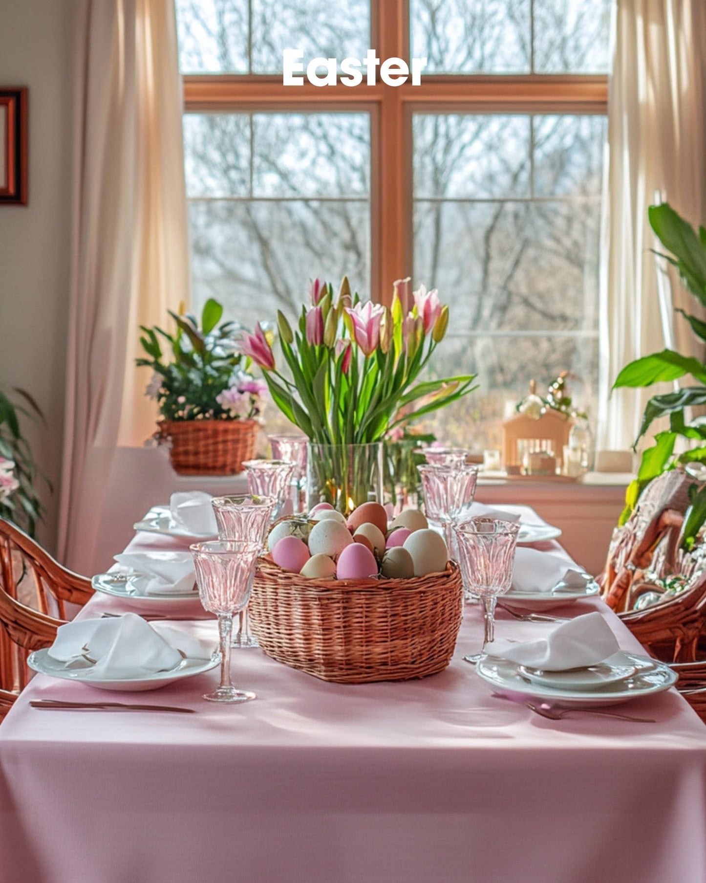 Pureegg Plastic Table Cloth Disposable 10 Pack, 54 x 108 Inch Table Cloths, Easter Party, Valentines, Mothers Day Decorations, Tablecloths, Rectangle, Pastel Plastic Cover, Leakproof & Sturdy, Pink