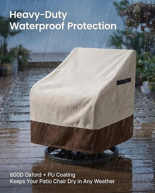 Heavy Duty Waterproof Patio Chair Covers by [Brand Name] | UV & Fade Resistant | 28W x 32D x 36H in, 2-Pack Beige & Brown