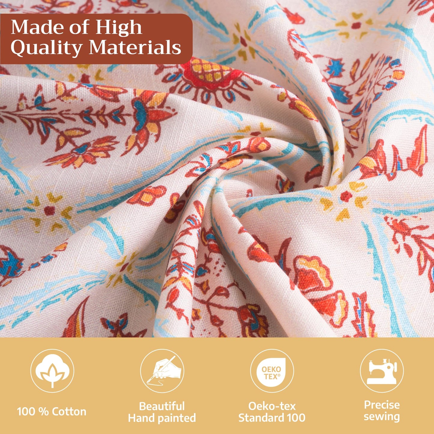 Maison d' Hermine Table Cloth Rectangle Table 100% Cotton 70 x 140 Inches Fall Tablecloth Reusable Everyday Use for Thanksgiving Christmas Decorations Dining Farmhouse Party (Romane)
