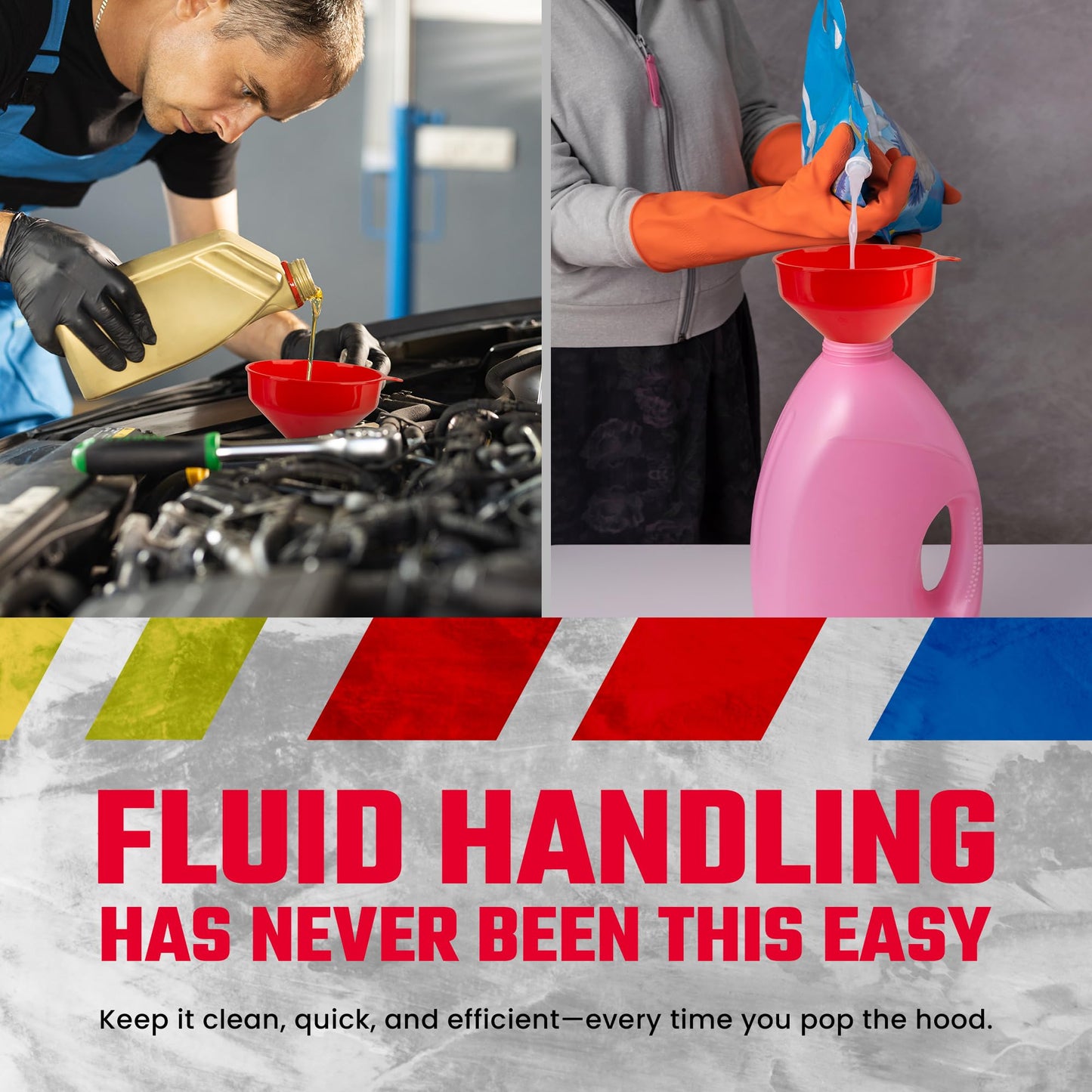 NASCAR Automotive Funnel Set – Oil, Gas & Fluid Funnels for Cars & Trucks | Durable, Lightweight, & Versatile | Includes 3 Sizes: Small, Medium, Large | Multi-Purpose Use for Oil Changes, Fuel, & More