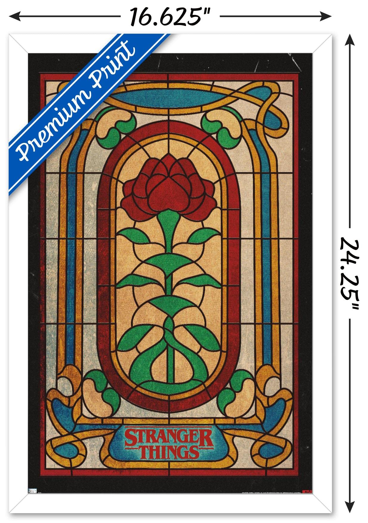 Trends International Netflix Stranger Things: Season 4 - Stained Glass Wall Poster, 14.72" x 22.37", White Framed Version