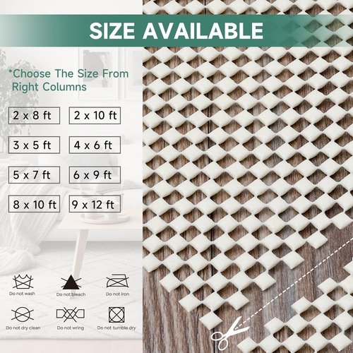 BALEINE Non-Slip Rug Pad - Extra Thick Gripper for Hardwood Floors | 8'x10' Size