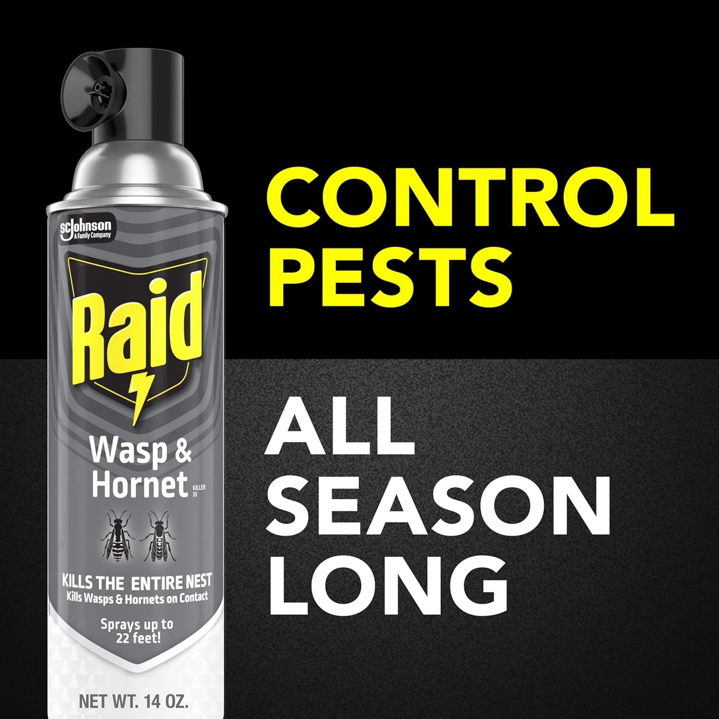 Raid Wasp & Hornet Killer Spray - Effectively Eliminates Entire Nests | 14 Oz, 2 Count