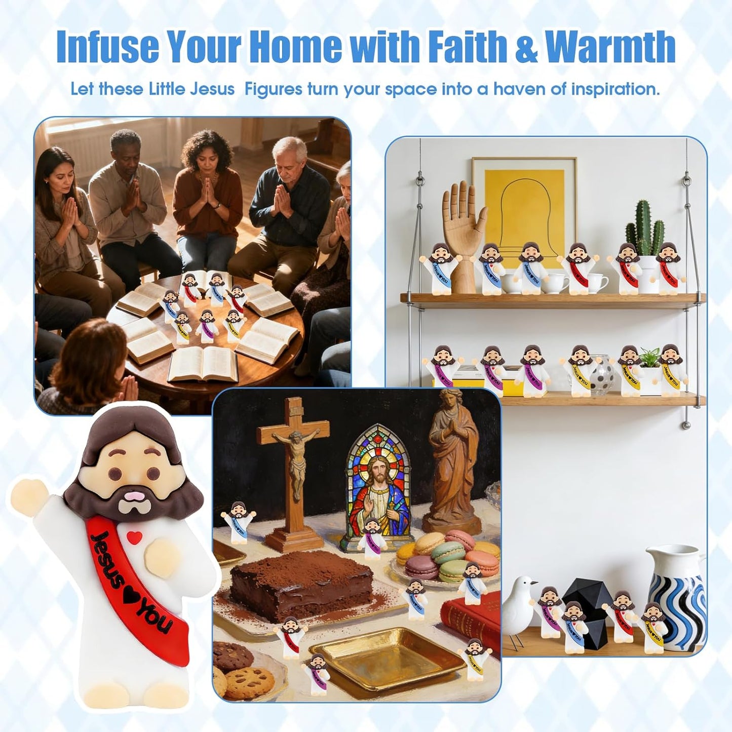 Mini Jesus Figurines by [Brand Name] - 40 Pcs Bulk Set for Easter Egg Stuffers & Religious Gifts - 4 Colors & 3 Poses