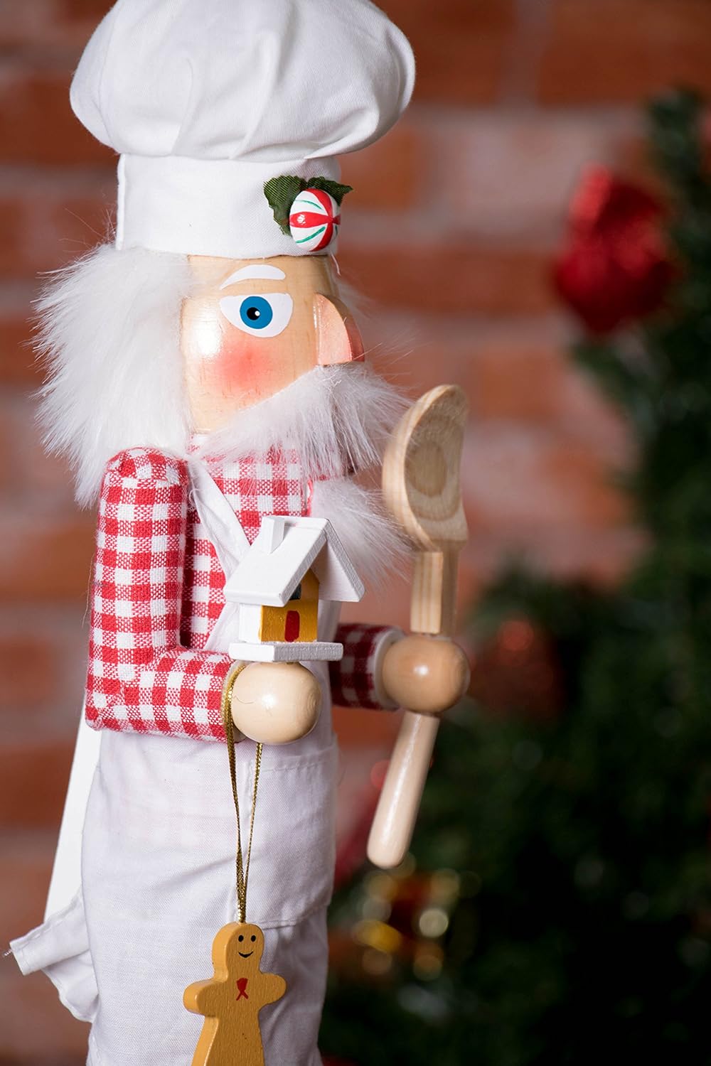 Chef Santa 15-Inch Wooden Nutcracker - Festive Christmas Décor for Shelves & Tables