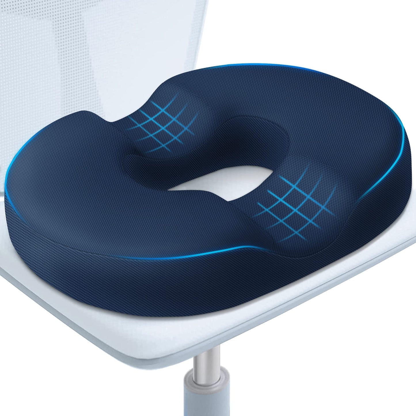 BlissTrends Donut Pillow Seat Cushion, Donut Chair Cushions for Postpartum Pregnancy & Hemorrhoids, Tailbone Pain Relief Cushion, Memory Foam Lifting Cushions for Office & Home Chairs (Blue, X-Large)