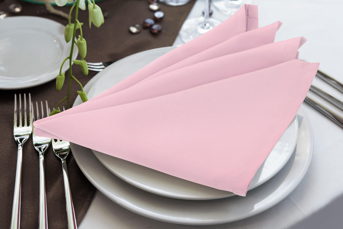 Utopia Home [288 Pack, Pink] Cloth Napkins 20x20 Inches, 100% Polyester Hemmed Edges, Washable and Reusable Ideal for Parties, Weddings and Dinners