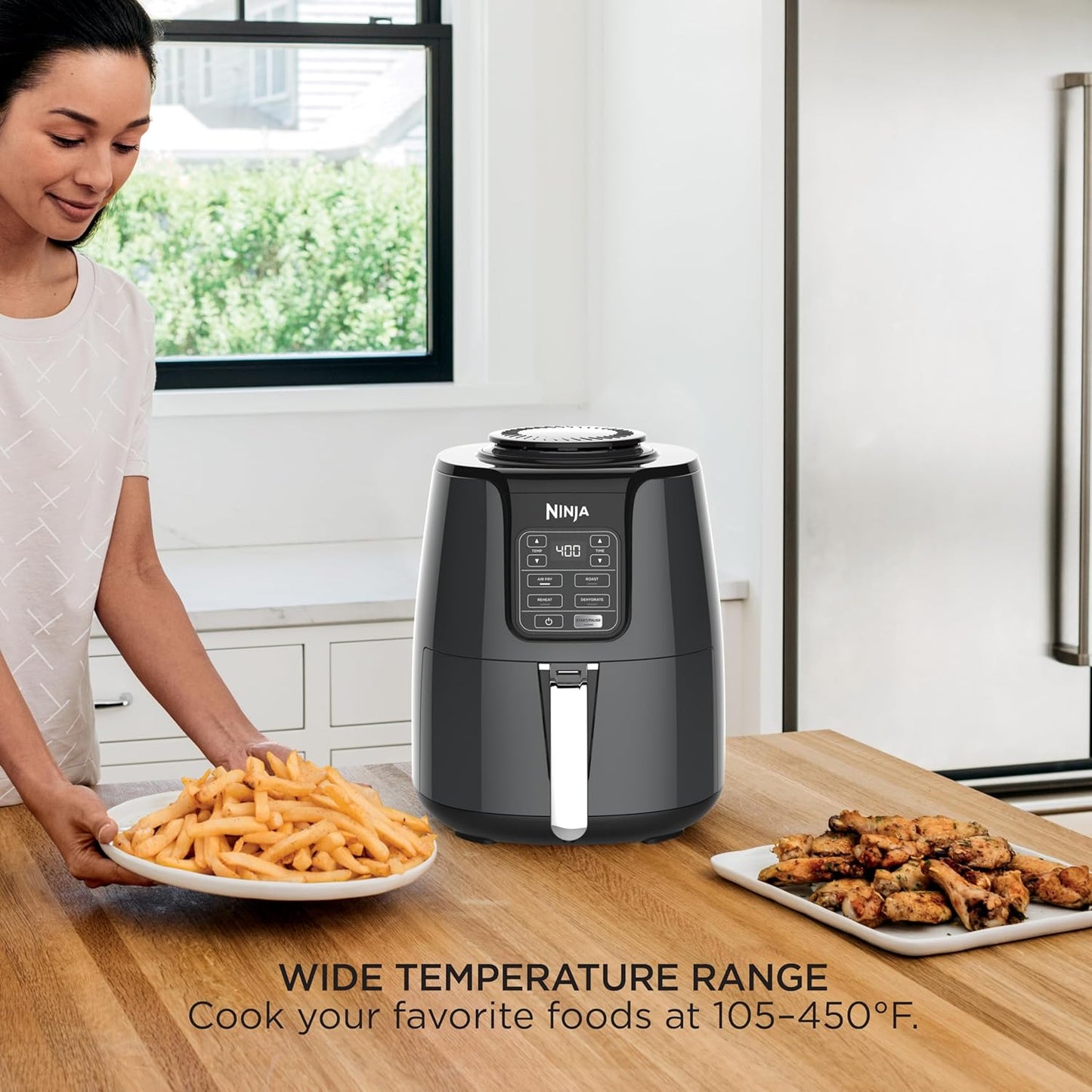 Ninja Air Fryer - 4 QT Capacity | 4-in-1 Cooking Functions | Dishwasher Safe | Includes 20 Healthy Recipes | Grey