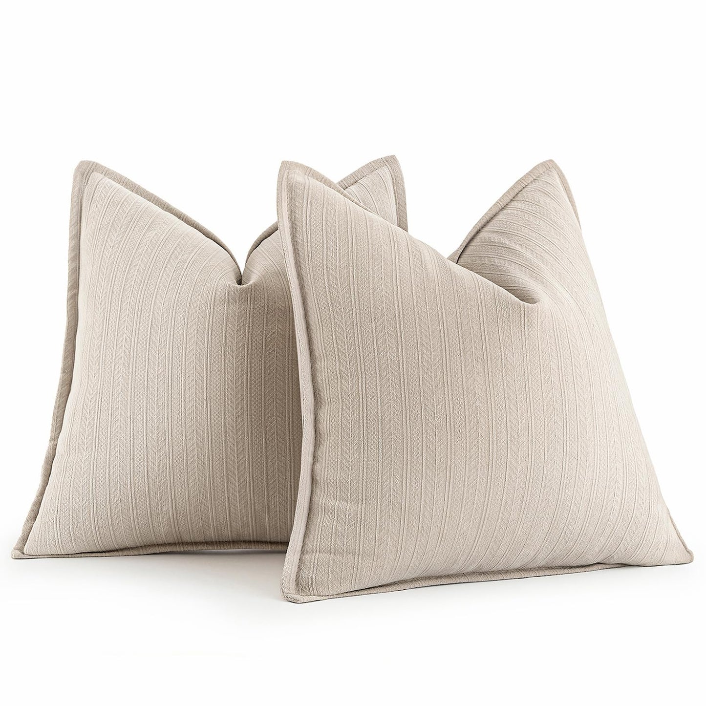 MIULEE 20x20 Inch Beige Decorative Couch Pillow Covers Set of 2 Chenille Throw Pillow Covers Farmhouse Cushion Cases with Elegant Design for Home Decor Sofa Bedroom Living Room