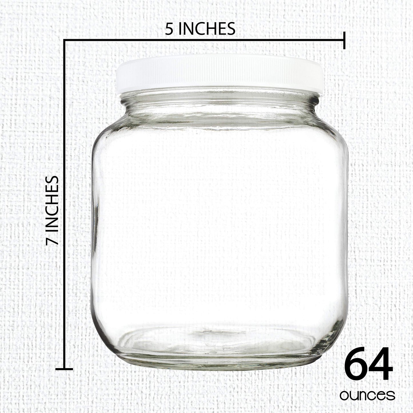 kitchentoolz Half Gallon Mason Jar - Wide Mouth 1/2 Gallon Glass Jar with Lid - Airtight Glass Storage Containers with Lid Fermenting, Canning, and Dry Storage - Made in USA