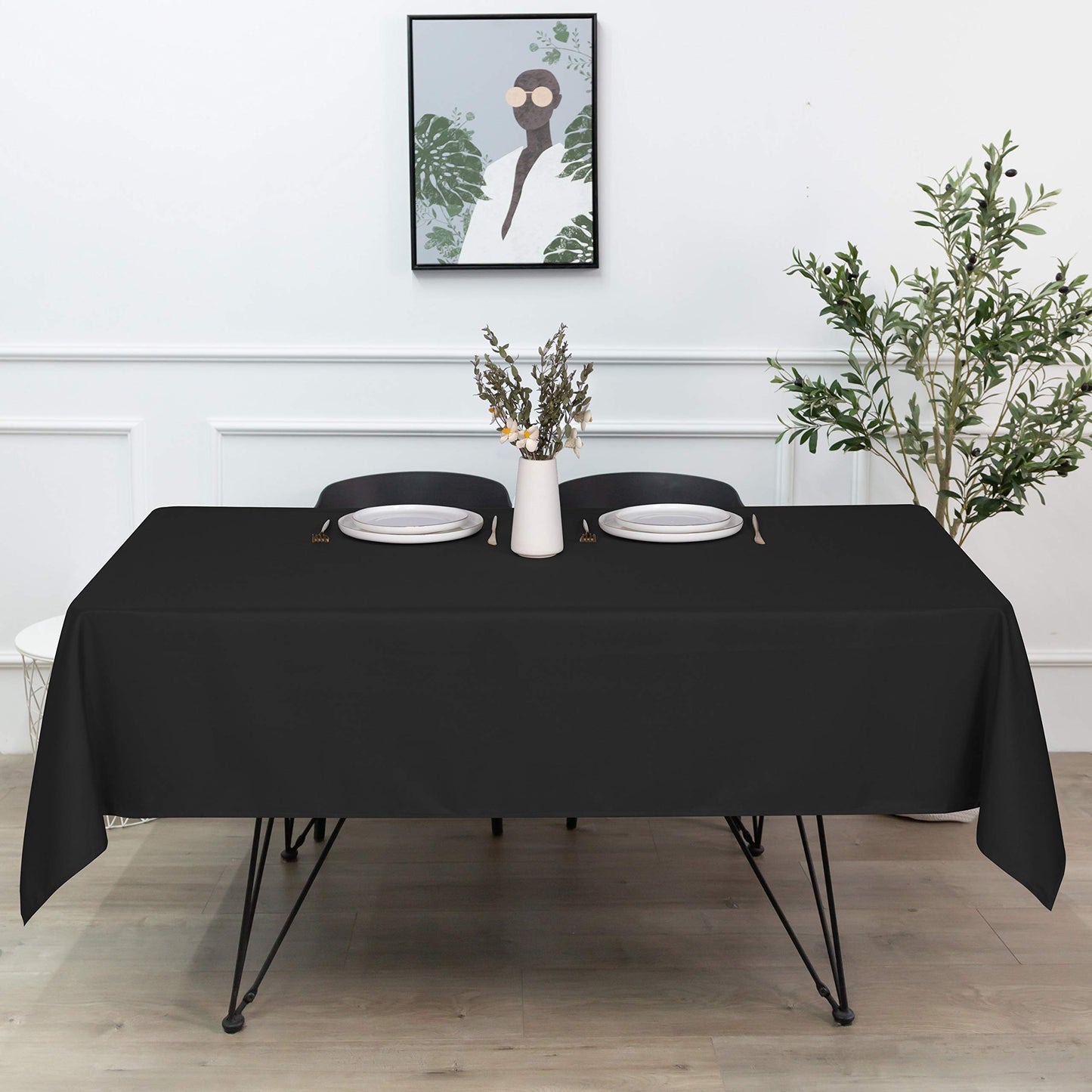sancua Square Tablecloth - 70 x 70 Inch - Water Resistant Spill Proof Washable Polyester Table Cloth, Decorative Fabric Table Cover for Dining Tables, Buffet Parties and Camping, Black