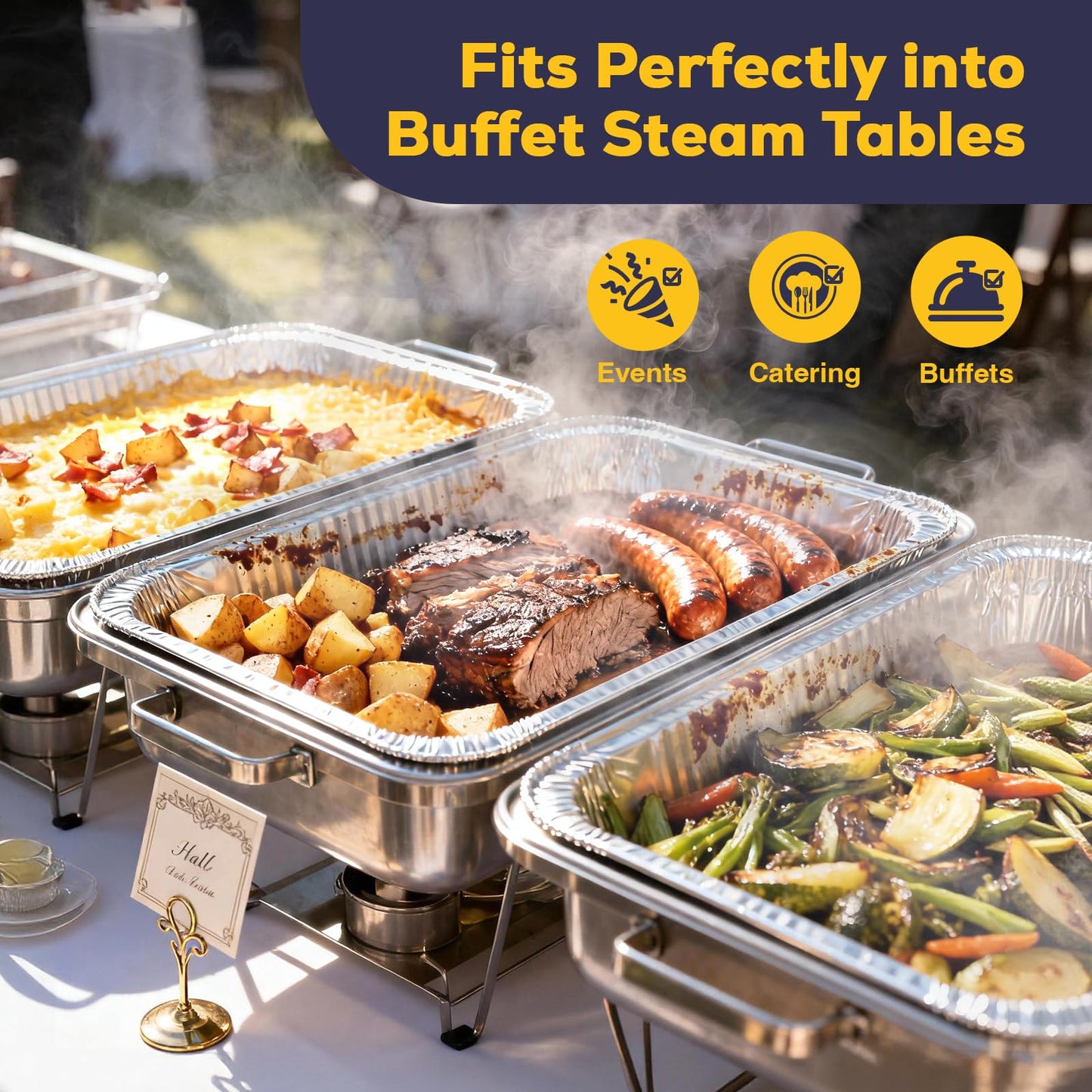 Fit Meal Prep 25 Pack 9x13 Aluminum Foil Pans with Lids - Heavy Duty Half Size Baking Pans Disposable for Roasting, Cooking, Serving, and Freezing - Tin Pan Trays for Buffet and Food Storage
