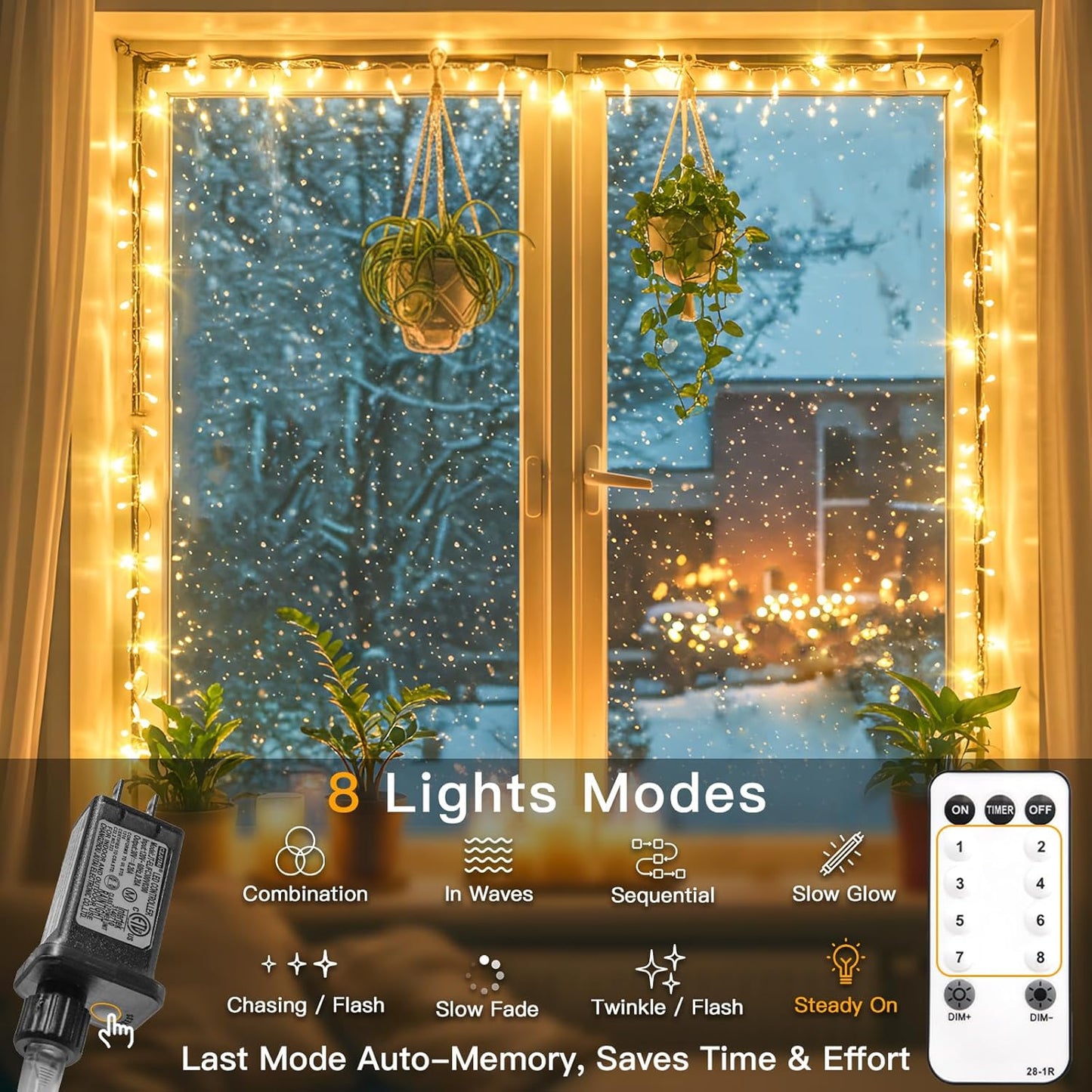 Suddus Indoor String Lights - 33ft Warm White LED Fairy Lights with Remote & Timer | Perfect for Bedroom, Weddings, and Outdoor Decor