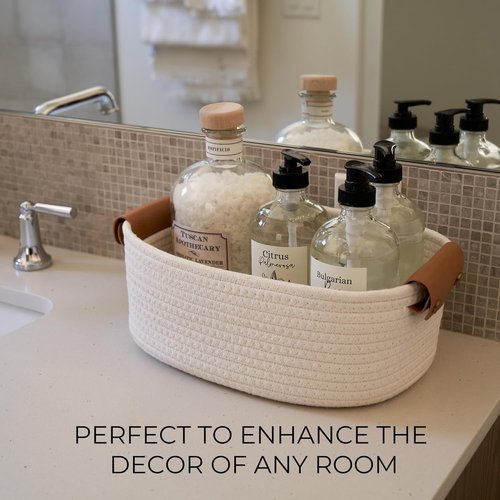 Beautiful Storage Basket Set of 5 - Sturdy Cotton Rope Baskets for Home Organization | Perfect for Nursery & Bedroom Decor