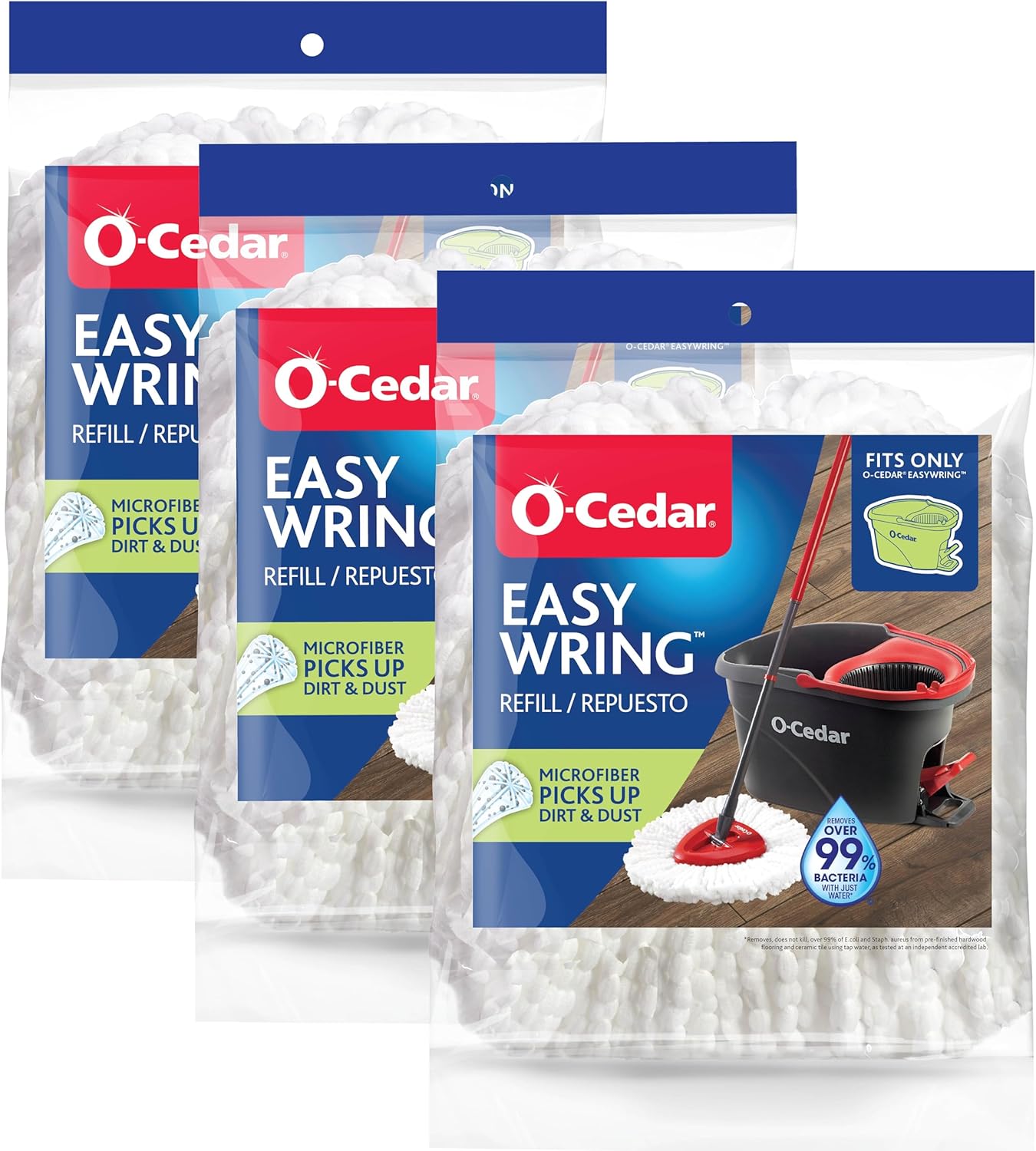 O-Cedar EasyWring Mop Head Refill - Pack of 3 for Effortless Cleaning | Compatible with EasyWring System
