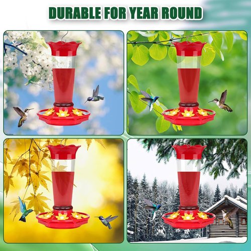 Feed Garden Hummingbird Feeders - 10 Oz Ant & Bee Proof Design | 6 Feeding Ports, Easy Clean, Red