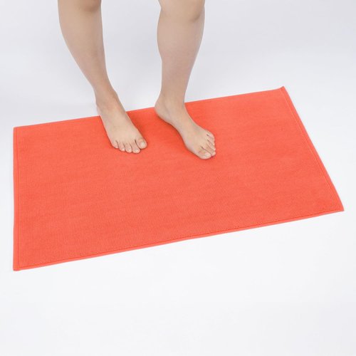 Cotton Paradise 100% Cotton Bath Mat - Soft, Absorbent, Non-Slip | Quick Dry, 20x34 Inch, Coral