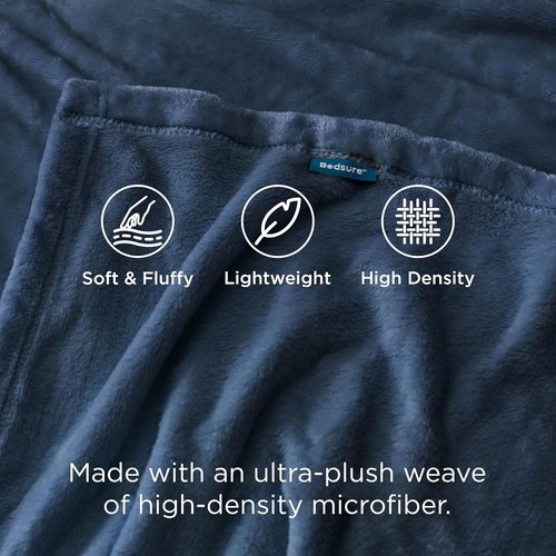 Bedsure GentleSoft Fleece Bed Blanket - Soft, Lightweight, Plush Cozy Luxury in Mineral Blue | 84x90 Inches