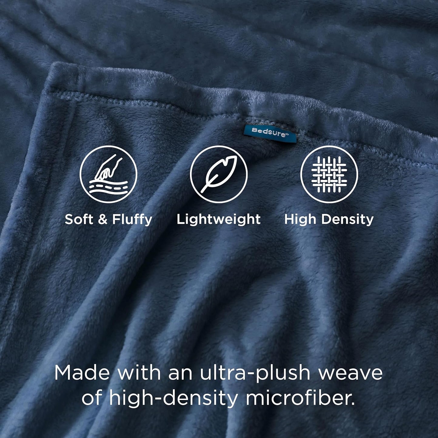 Bedsure GentleSoft Fleece Blanket - Twin Size 300GSM Plush Cozy Warm Blanket in Mineral Blue | 60x80 Inches