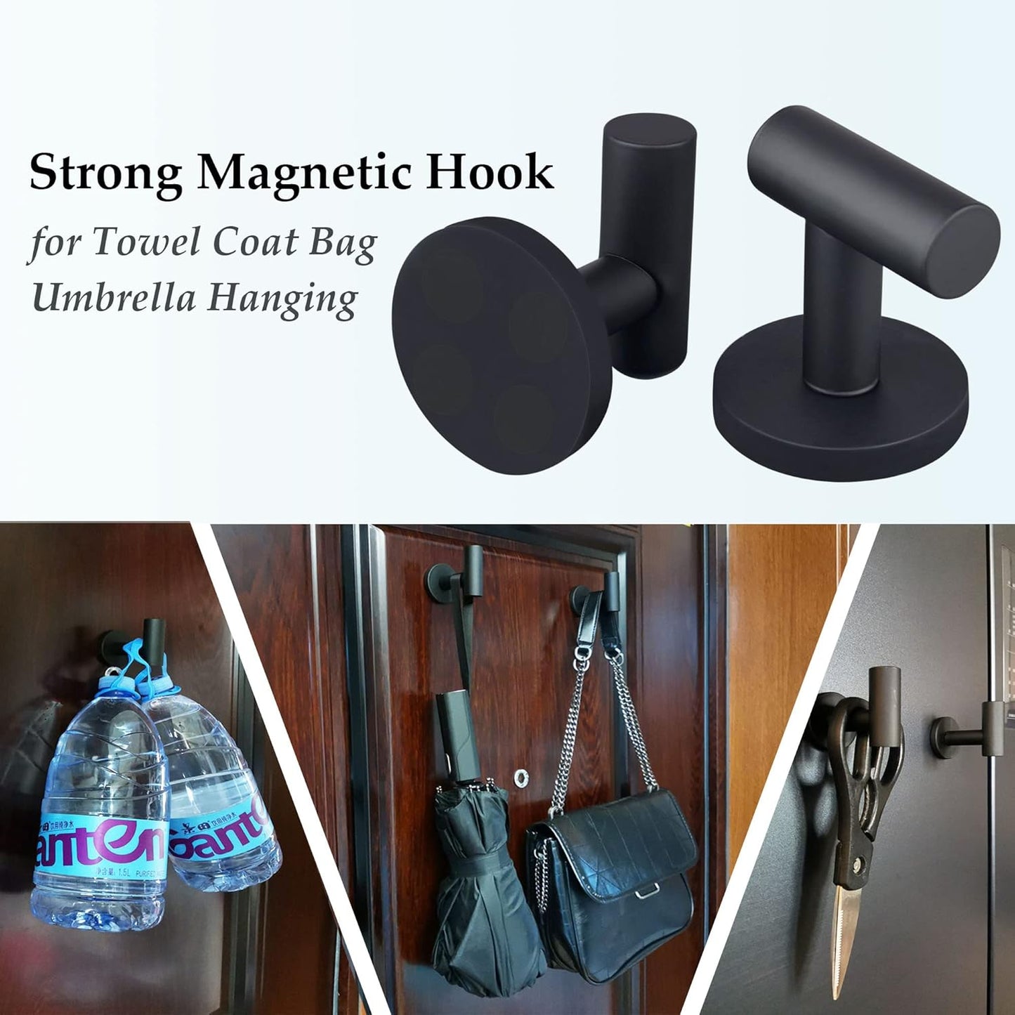 ULIBERMAGNET Strong Magnetic Coat Hooks - Heavy Duty Rubber Coated Neodymium Magnet for Doors & Refrigerators
