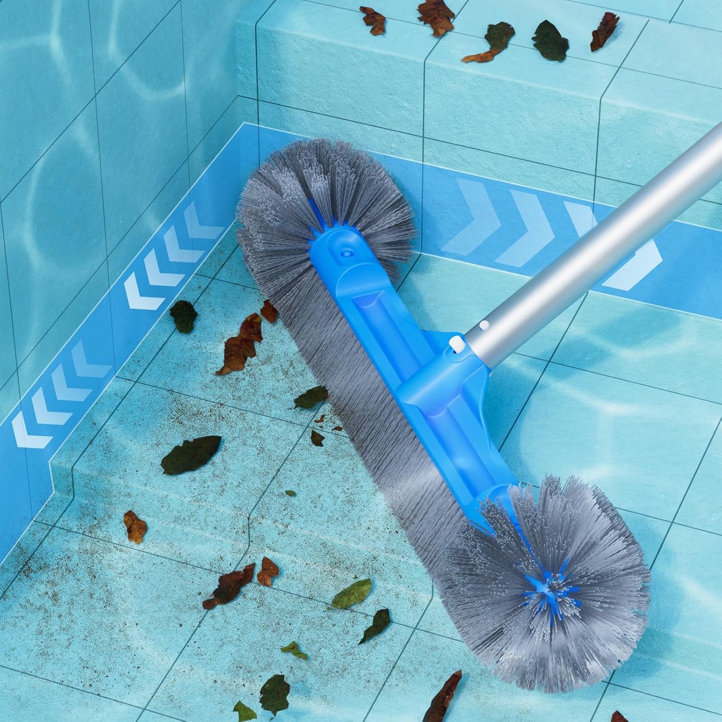 TidyMister Pool Brush - 20'' Detachable Nylon Bristle Scrubber for Above & Inground Pools