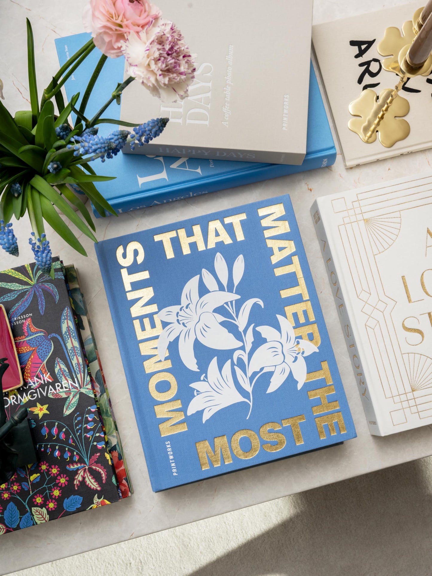 Printworks Moments That Matter the Most Photo Album, Sky Blue - 30-Page Coffee Table Memory Book - Holds 4x6 Pictures - Fabric-Covered Keepsake Design