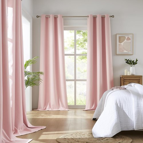 DUALIFE Baby Pink Blackout Curtains - Thermal Insulated Room Darkening Panels, 42 x 63 Inches, 2-Pack