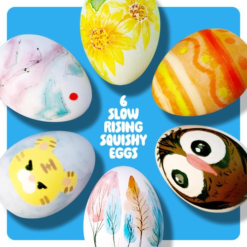 Dan&Darci Easter Egg Squishy Painting Kit - Arts & Crafts for Girls and Boys - Kids Art Activities - Craft Gift for Kid Ages 6 7 8 9 10 Year Old Girl Gifts - Decorate 6 Slow Rising Squishies