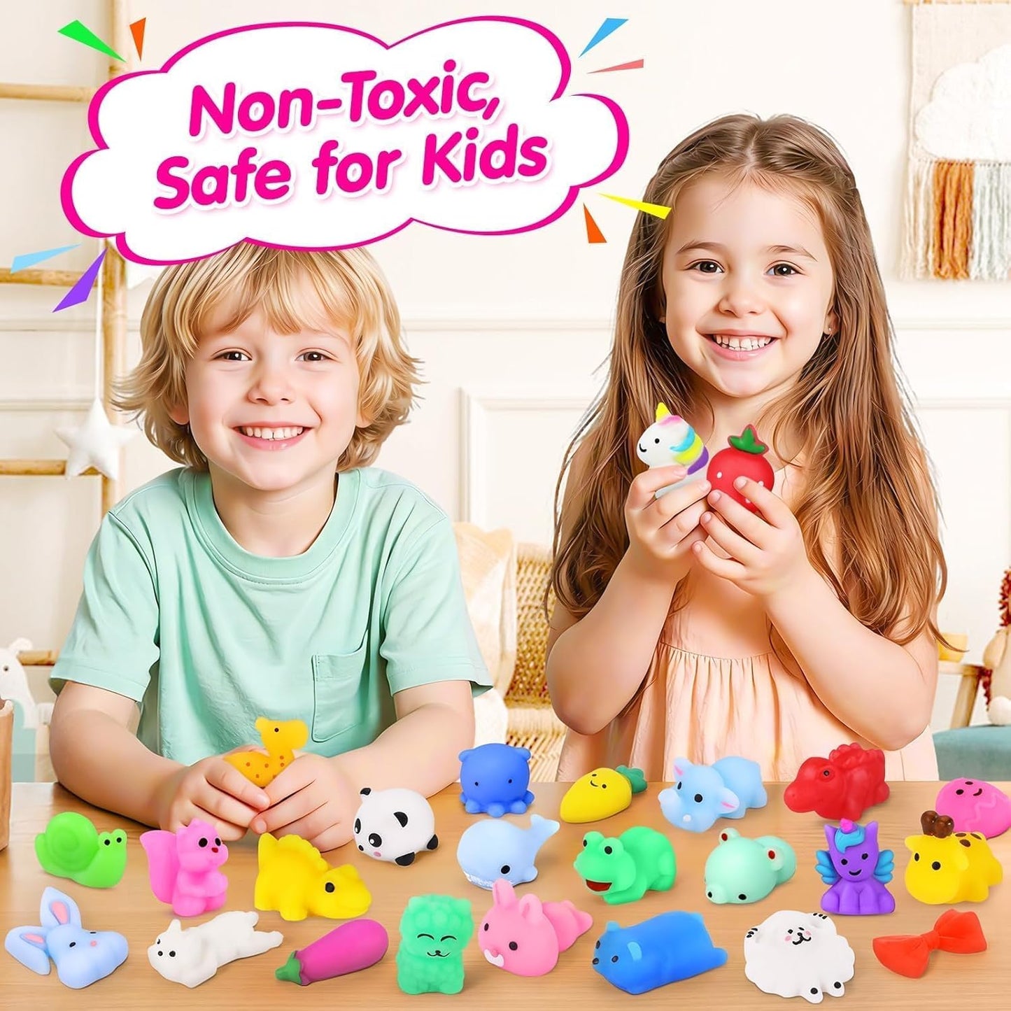 Skiennix 130-Piece Kawaii Squishy Toys Set - Fun Fidget Toys for Classroom Prizes & Birthday Gifts