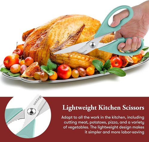 iBayam Heavy Duty Kitchen Shears - Stainless Steel Food & Meat Scissors with Soft Grip Handle