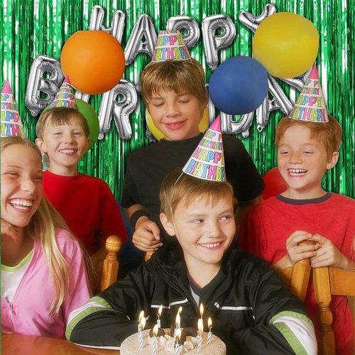 Green Streamers Backdrop by [Brand Name] - 20 Pack Foil Fringe Curtains for Jungle Party & Photo Booth