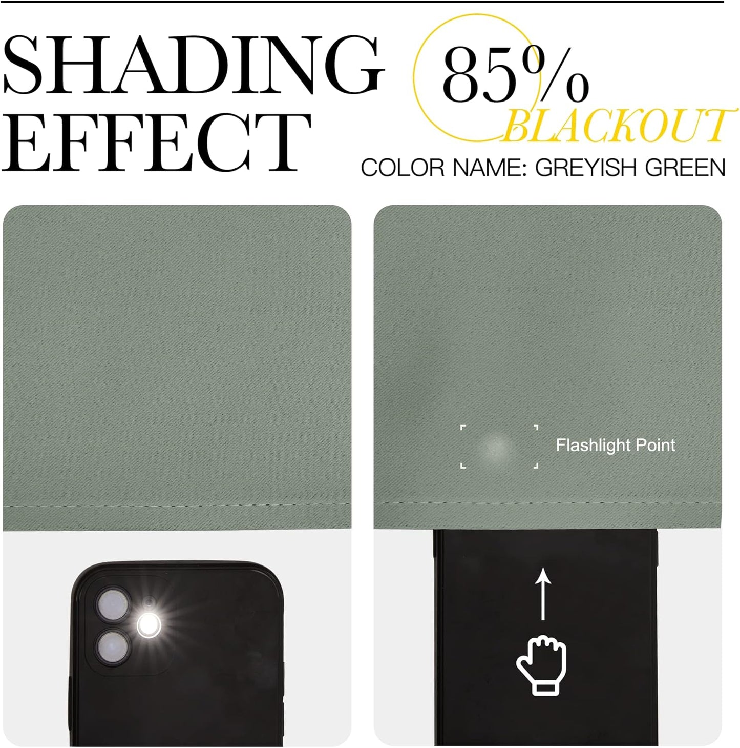 NICETOWN Greyish Green Blackout Curtains - 120" Long | Sound Reducing & Heat Blocking, 55" Wide, 2 Panels