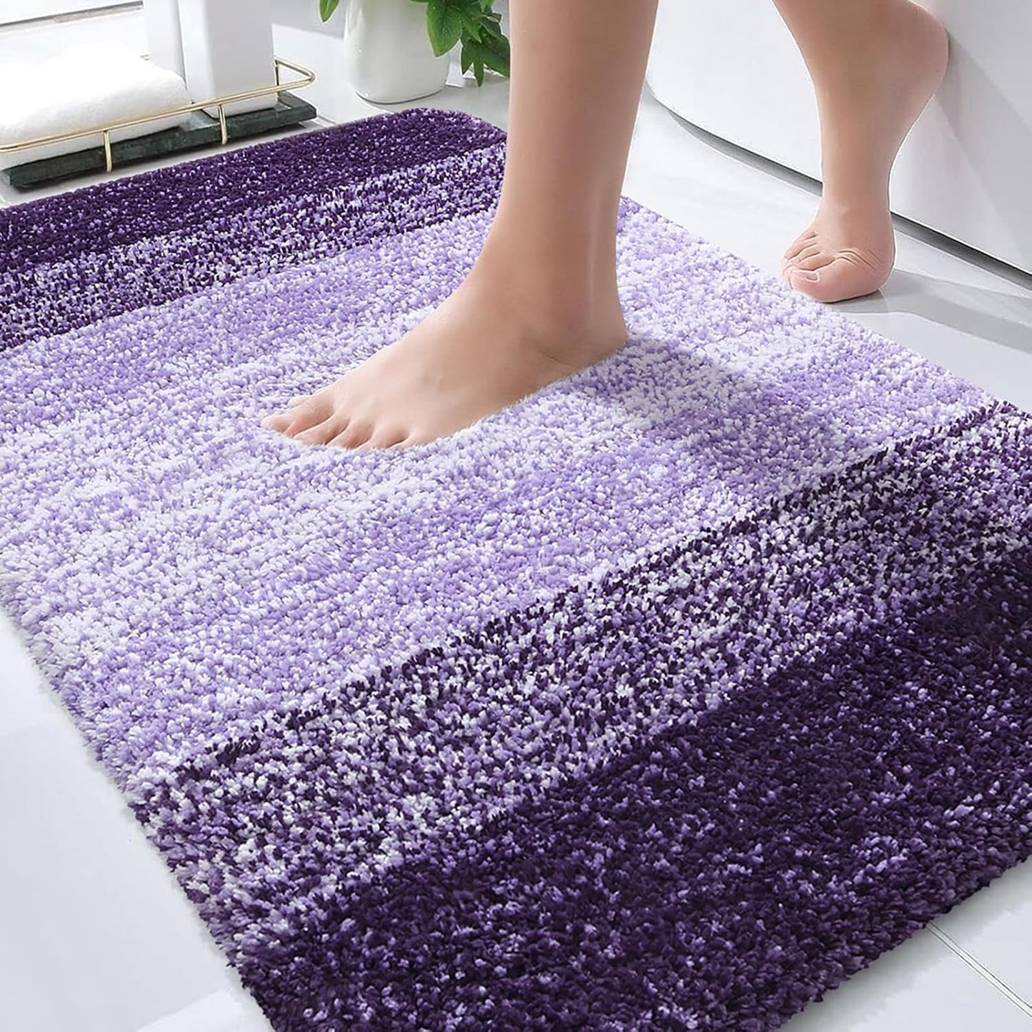 OLANLY Bathroom Rugs - Extra Soft Microfiber Mat | Quick Dry, Machine Washable, 34x21, Violet