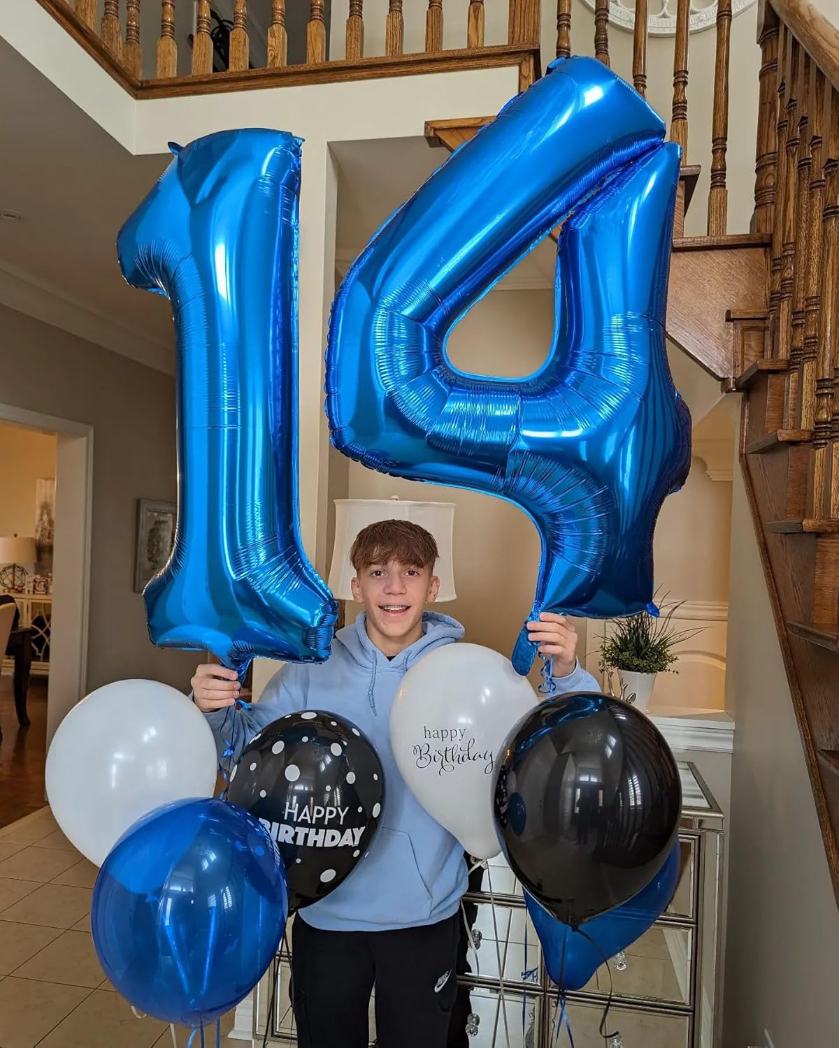 Number 14 Balloon - 40 Inch Navy Blue Birthday Decoration for 14th Year Celebration