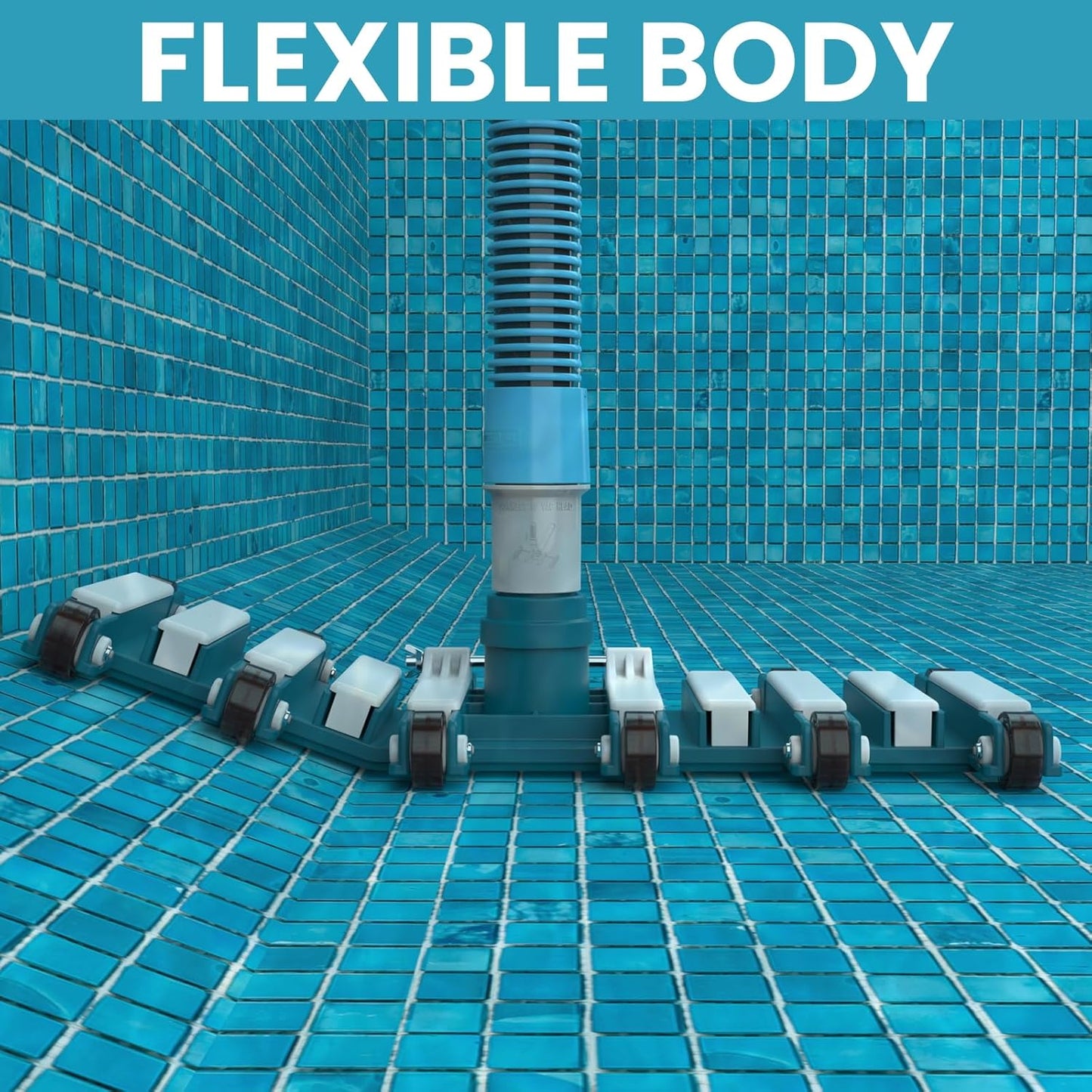 POOLWHALE 19" Professional Weighted Pool Vacuum Head - Extra-Wide with Wheels & Flexible Swivel Handle for Deep Cleaning