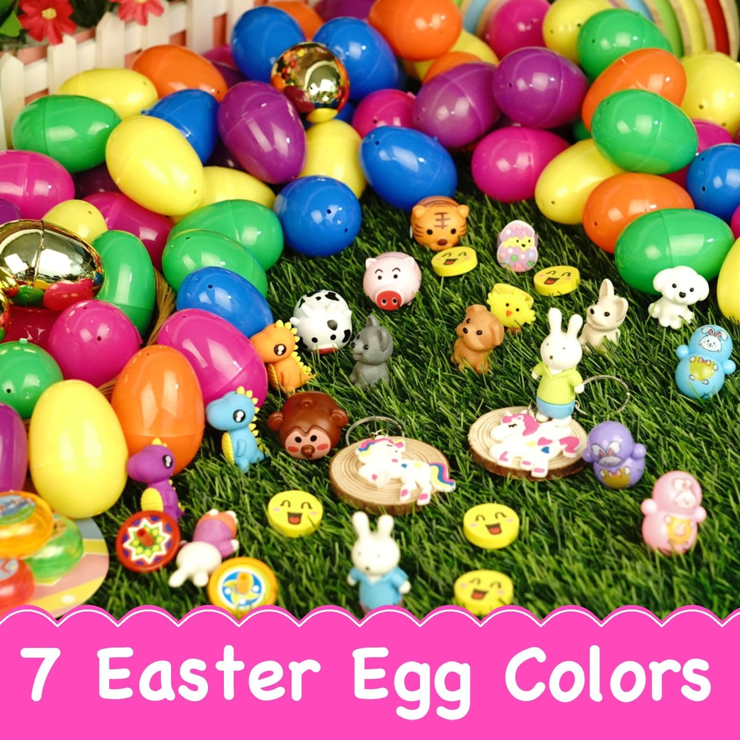 ZICZLI 50 Pack Prefilled Easter Eggs with Assorted Toys Inside Surprise Golden Eggs, Easter Egg Hunt Supplies and Basket Stuffers, Bulk Easter Party Favors Gifts for Kids Boys Girls Toddlers