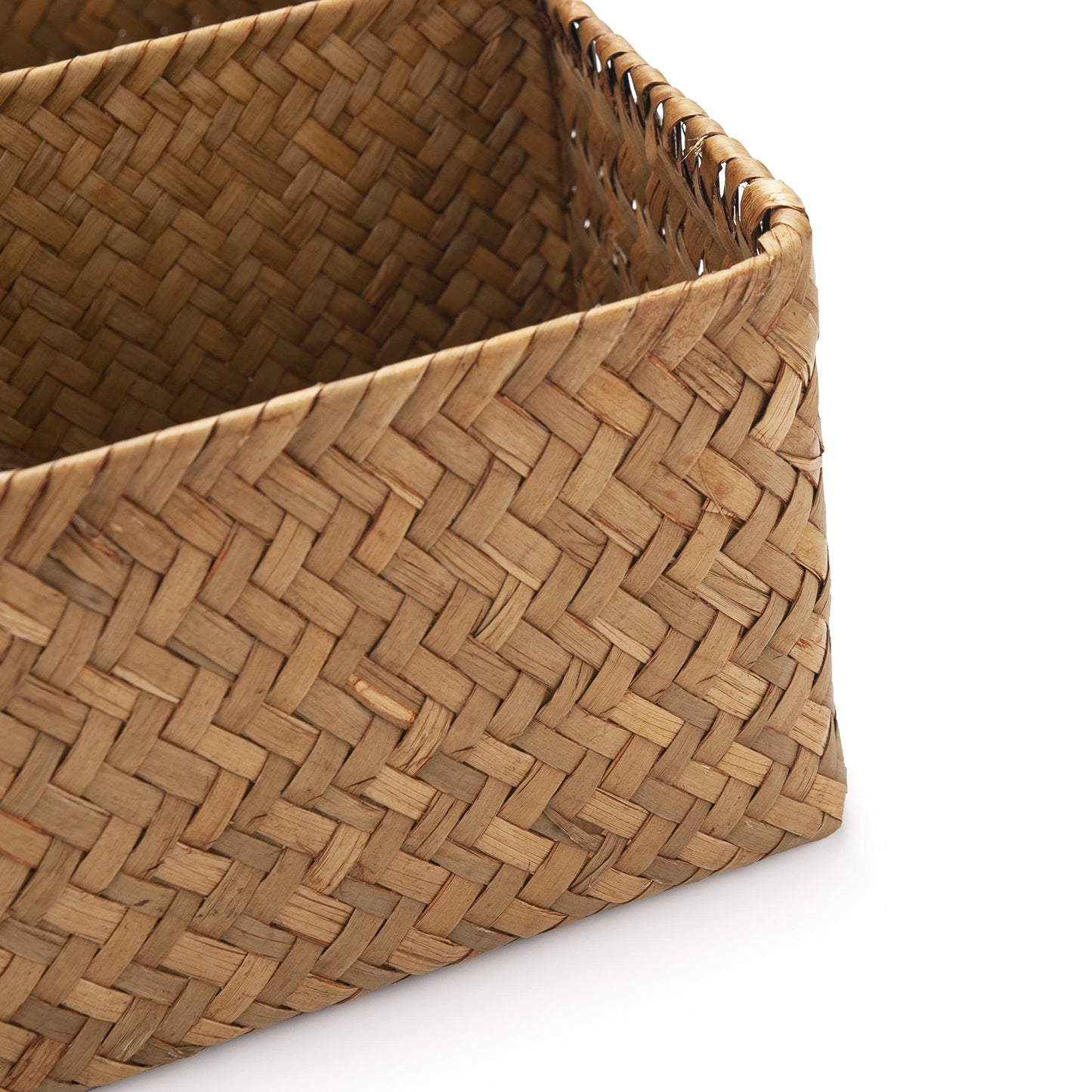 Tea Bag/Sugar Packet Holder, Coffee Station Condiment Organizer, Seagrass Storage Basket, Wicker Rattan Divided Basket Organizer for Drawer/Shelf/Countertop
