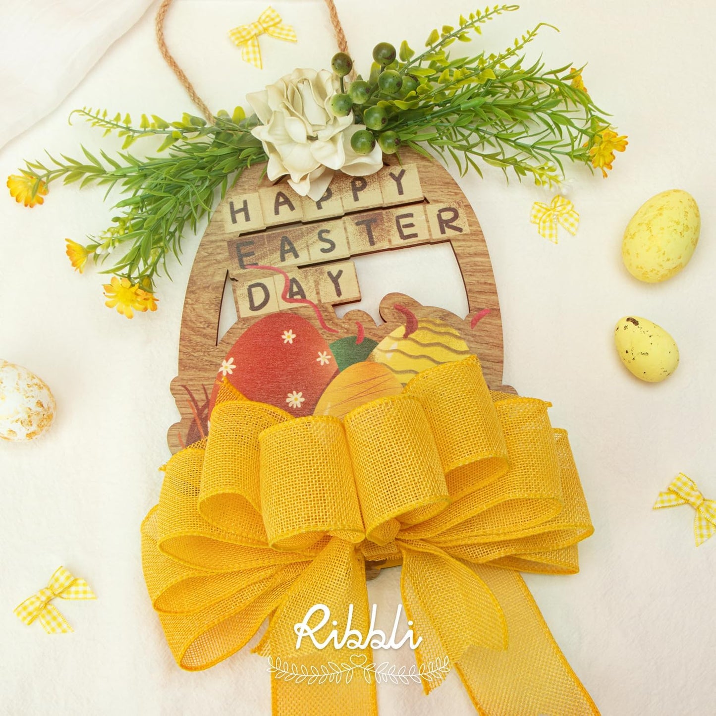 Ribbli Wired Burlap Ribbon - 2.5 Inch x 10 Yard | Yellow Cross Royal Edge for Bows & Decorations