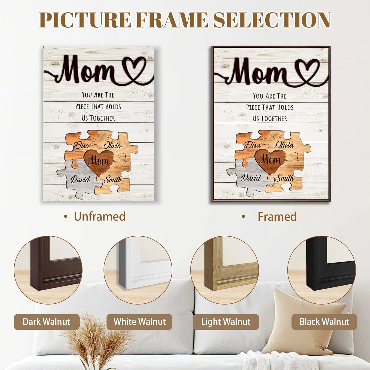 Skiennix Personalized Mother's Day Gift - Custom Puzzles & Canvas Prints for Mom | Unique Wall Art Decor