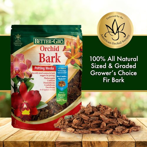 Better-Gro Orchid Bark - Premium Potting Medium for Phalaenopsis & Epiphytic Orchids - 4 Quarts