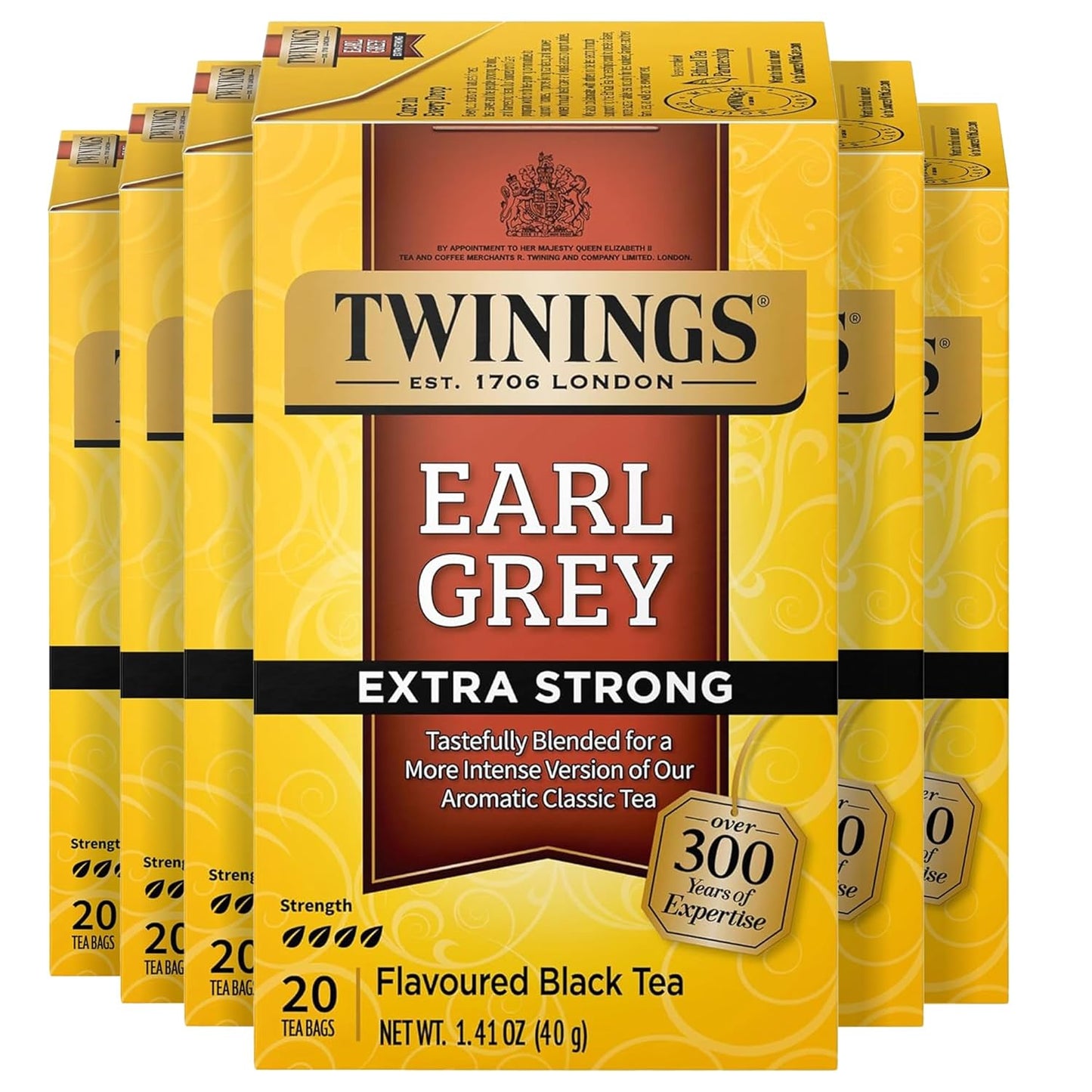 Twinings Earl Grey Extra Strong Black Tea - Citrus & Bergamot Flavor, 120 Individually Wrapped Bags