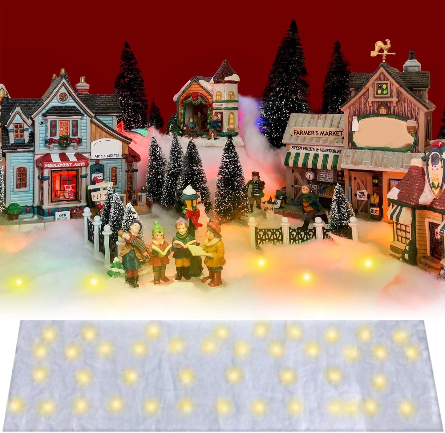 Tudomro LED Christmas Snow Blanket - Pre-Lit Village Decor for Holiday Displays | 4 ft x 13 in (Warm White, 2 Pcs)