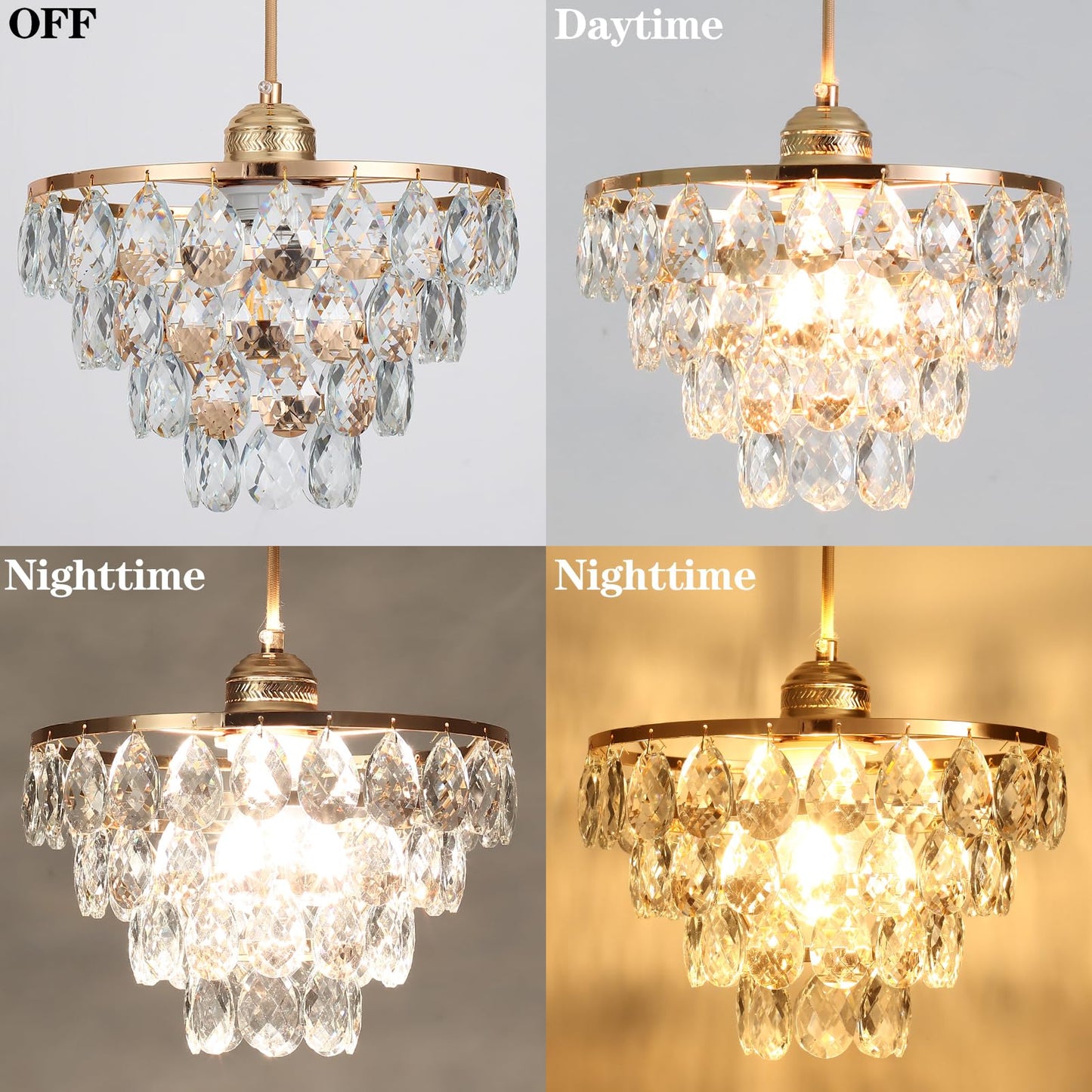 Luupyia Rose Gold Crystal Pendant Light Mini Crystal Chandelier, 47.24 Inch Height Adjustable, Modern Chandelier Unique Hanging Light Fixtures for Hallway Bedrooom Foyer E26
