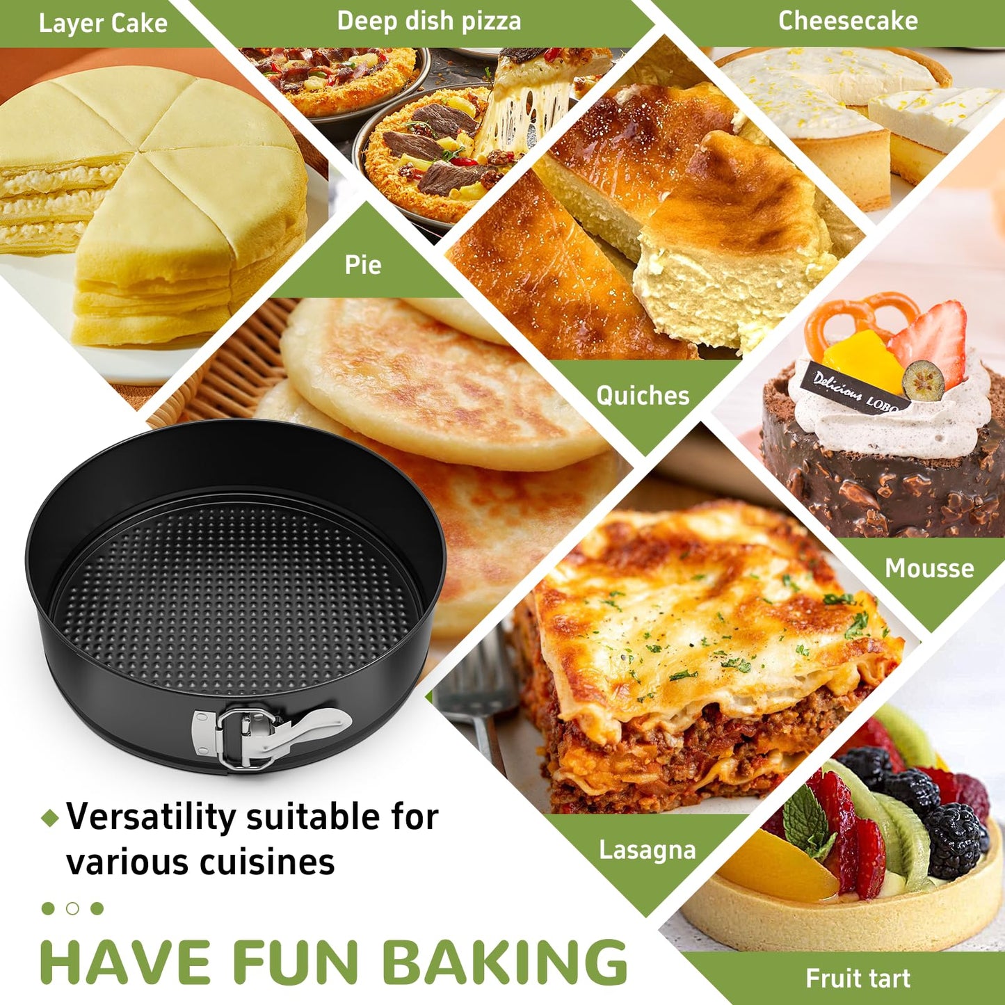 ZeroPone 9 Inch Springform Pan with Removable Bottom, Non-stick Round Spring Form Cake Mold Cheesecake Pan For Baking